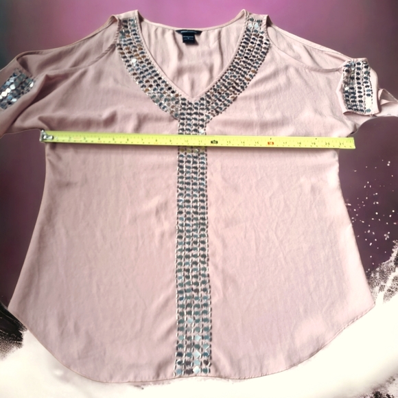 Moda International Beaded Cold Shoulder Blouse - Picture 5 of 7